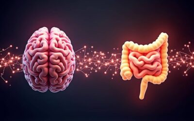 Stress affecting gut health and digestion concept graphic.