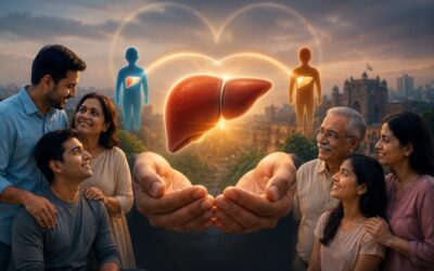 Family discussing living donor liver transplantation with a specialist, highlighting organ donation, transplant evaluation, and hope for liver disease patients.